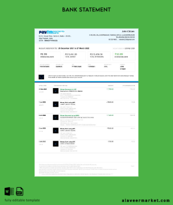 Hindistan Paytm Payments Banka Hesap Özeti word 1 page