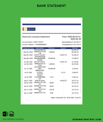 Hindistan RBB Smart Banka electronic account Hesap Özeti word