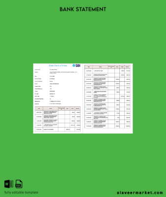 Hindistan State Banka of Hindistan account Hesap Özeti word 2 pages, version 2