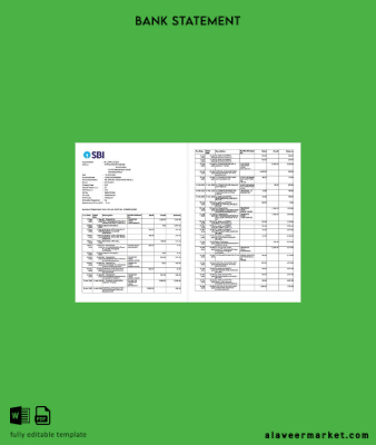 Hindistan State Banka of Hindistan account Hesap Özeti word 2 pages