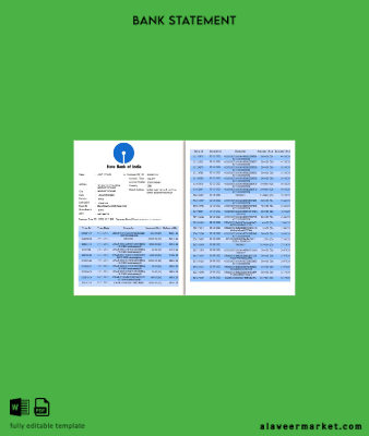 Hindistan State Banka of Hindistan Banka Hesap Özeti word 6 pages