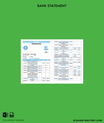 Hindistan State Banka of Hindistan Banka Hesap Özeti word 2 pages