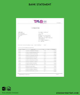Hindistan TAB Banka Hesap Özeti word