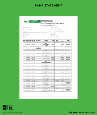 Hindistan Oriental Banka of Commerce account Hesap Özeti word