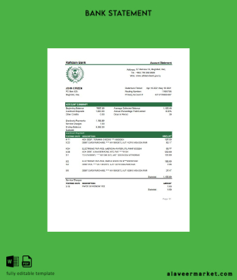 Irak Kimlik Kartı Banka Hesap Özeti excel