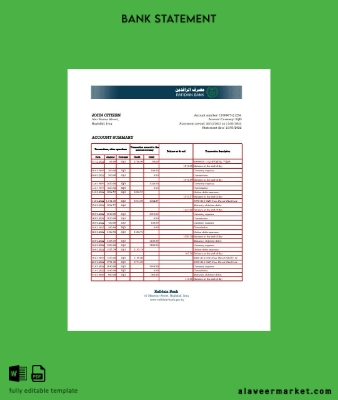 Irak Kimlik Kartı Banka Hesap Özeti excel