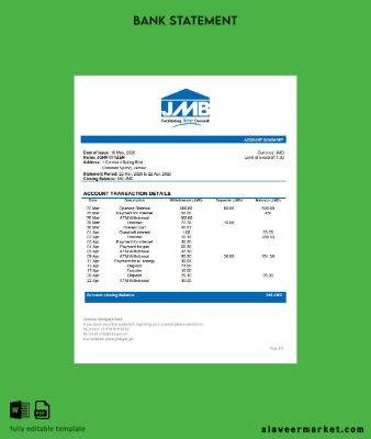 Jamaica Mortgage Banka Hesap Özeti word