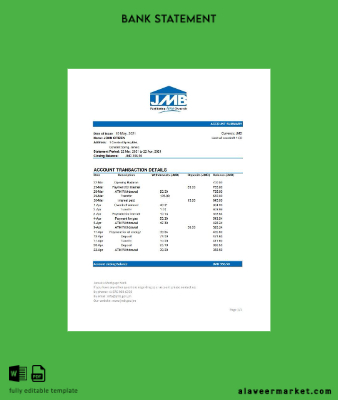 Jamaica Mortgage Banka Hesap Özeti excel