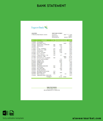 Jamaica Sagicor Banka Hesap Özeti excel