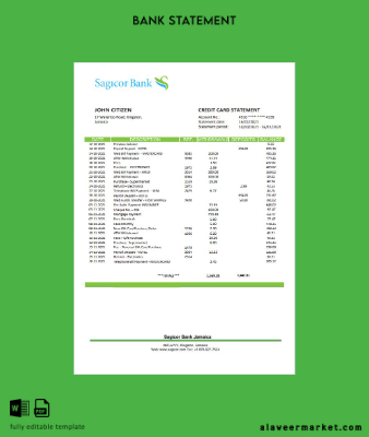 Jamaica Sagicor Banka Hesap Özeti word