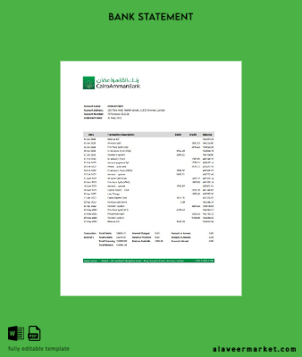 Ürdün Cairo Amman Banka Hesap Özeti excel