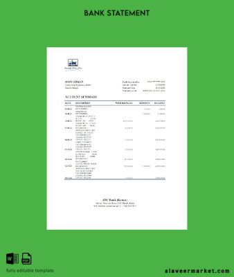 Kenya ABC Banka Hesap Özeti excel