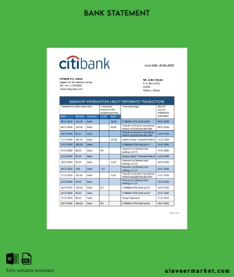Kenya Banka Banka Hesap Özeti word