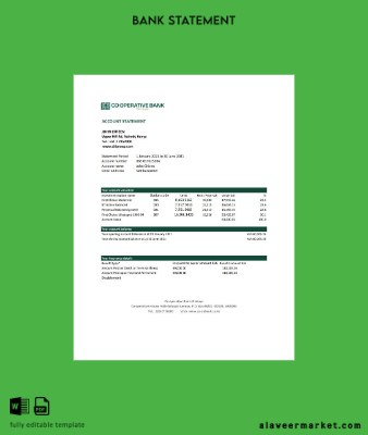 Kenya Co-operative Banka of Kenya Banka Hesap Özeti excel