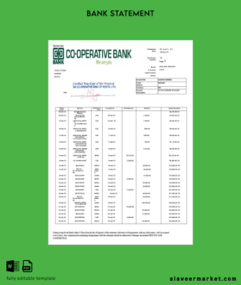 Kenya Co-operative Banka Hesap Özeti word