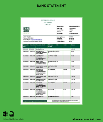 Kenya Co-operative Banka Hesap Özeti word version 2