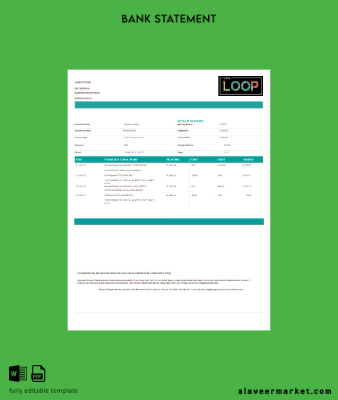 Kenya Loop Banka Hesap Özeti excel