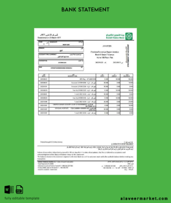 Kuveyt Finance House Hesap Özeti of account word