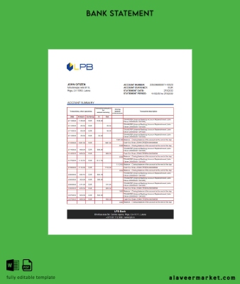 Letonya LPB Banka Hesap Özeti excel.1