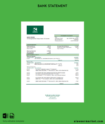 Lesotho Banka Banka Hesap Özeti excel