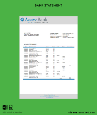 Liberia Access Banka Hesap Özeti word.1