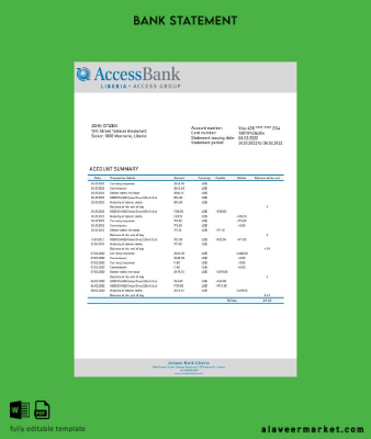 Liberia Access Banka Hesap Özeti word