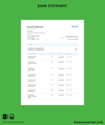 Litvanya Verse Payments account Hesap Özeti word