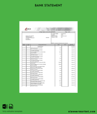 Mauritius Commercial Banka (MCB) account Hesap Özeti word