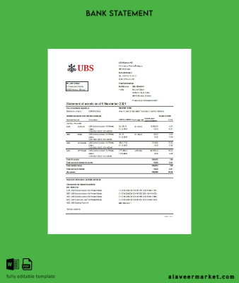 Monaco UBS Banka Hesap Özeti excel