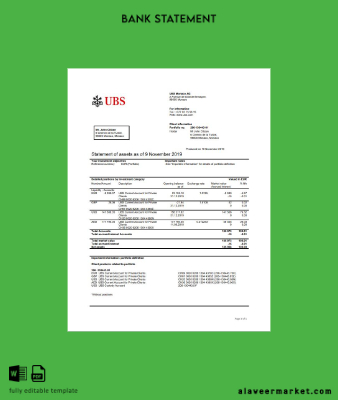 Monaco UBS Banka Hesap Özeti word