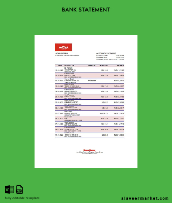 Mozambique Moza Banka Hesap Özeti excel