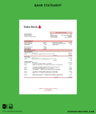 Myanmar Yoma Banka Hesap Özeti word