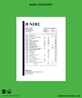 Hollanda NIBC Banka Hesap Özeti excel