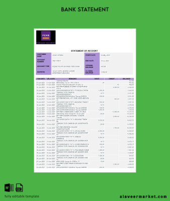 Nijerya FCMB Banka Hesap Özeti word 6 pages