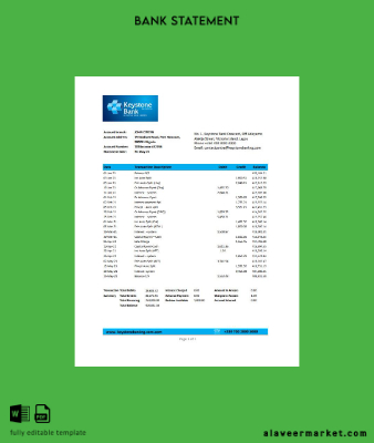 Nijerya Keystone Banka Hesap Özeti excel