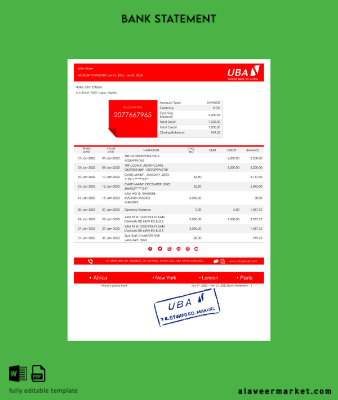 Nijerya UBA Banka Hesap Özeti word version 2