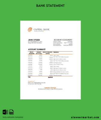 North Macedonia Capital Banka Hesap Özeti excel