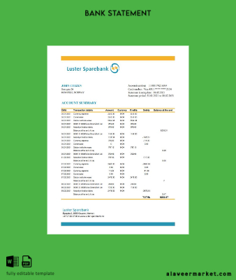 Norveç Luster Banka Banka Hesap Özeti excel