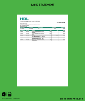 Pakistan HBL account Hesap Özeti word