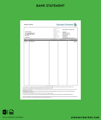 Pakistan Standard Chartered Banka Hesap Özeti word