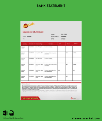 Pakistan Mobilink Microfinance Banka Hesap Özeti word version 2