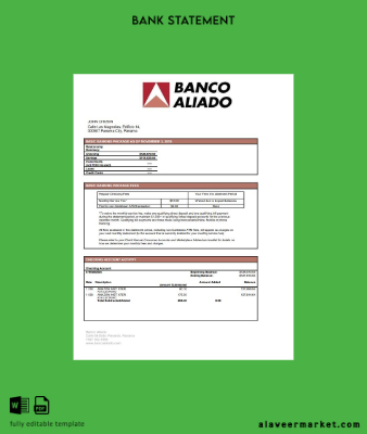 Panama Banco Aliado Banka Hesap Özeti word