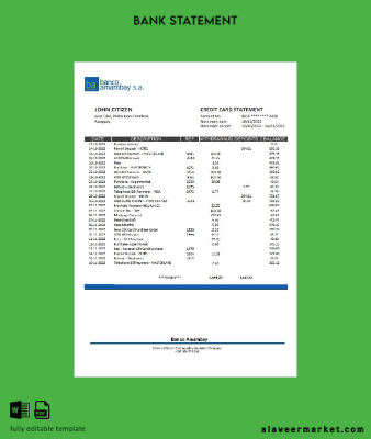 Paraguay Banco Amambay Banka Hesap Özeti word