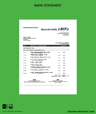 Peru Banco de Kredi del Peru (BCP) Banka Hesap Özeti word