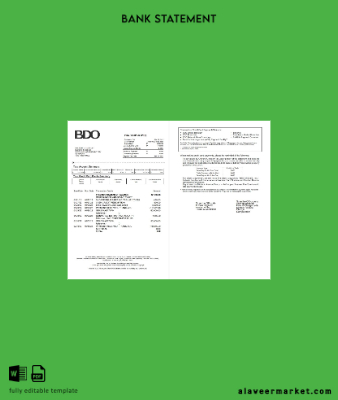 Filipinler BDO Banka Kredi Kart Hesap Özeti word 2 pages