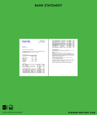 Filipinler Tonik Banka Premium Vize Banka Kart Hesap Özeti word 2 pages
