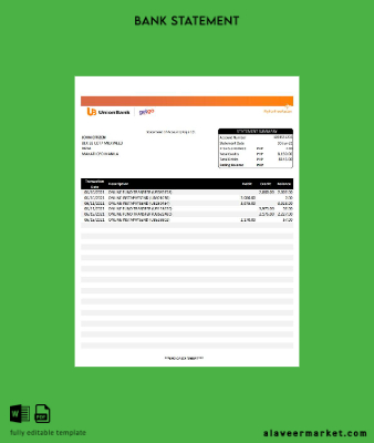 Filipinler Banka Hesap Özeti excel