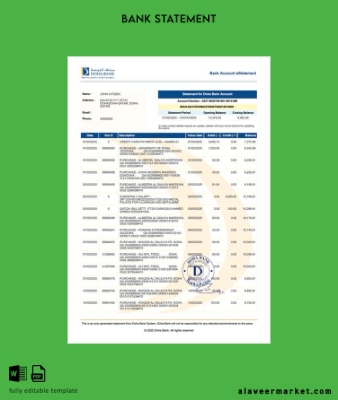 Katar Doha Banka account Hesap Özeti word