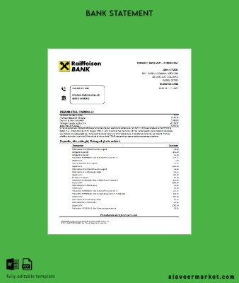 Romanya Raiffeisen Banka in Umman language Banka Hesap Özeti excel