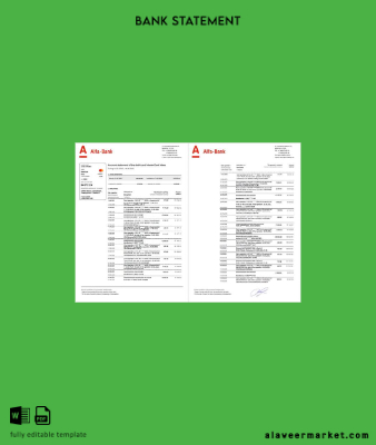 Rusya Alfa Banka account Hesap Özeti word 2 pages